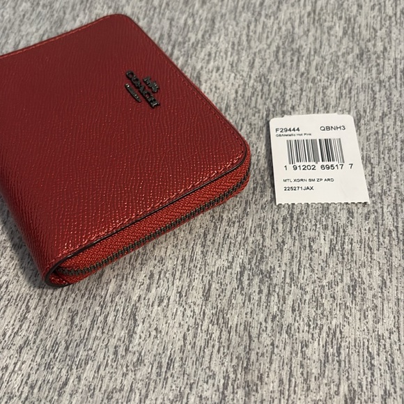 Coach Metallic Pink Zip Around Compact Wallet - Picture 4 of 7